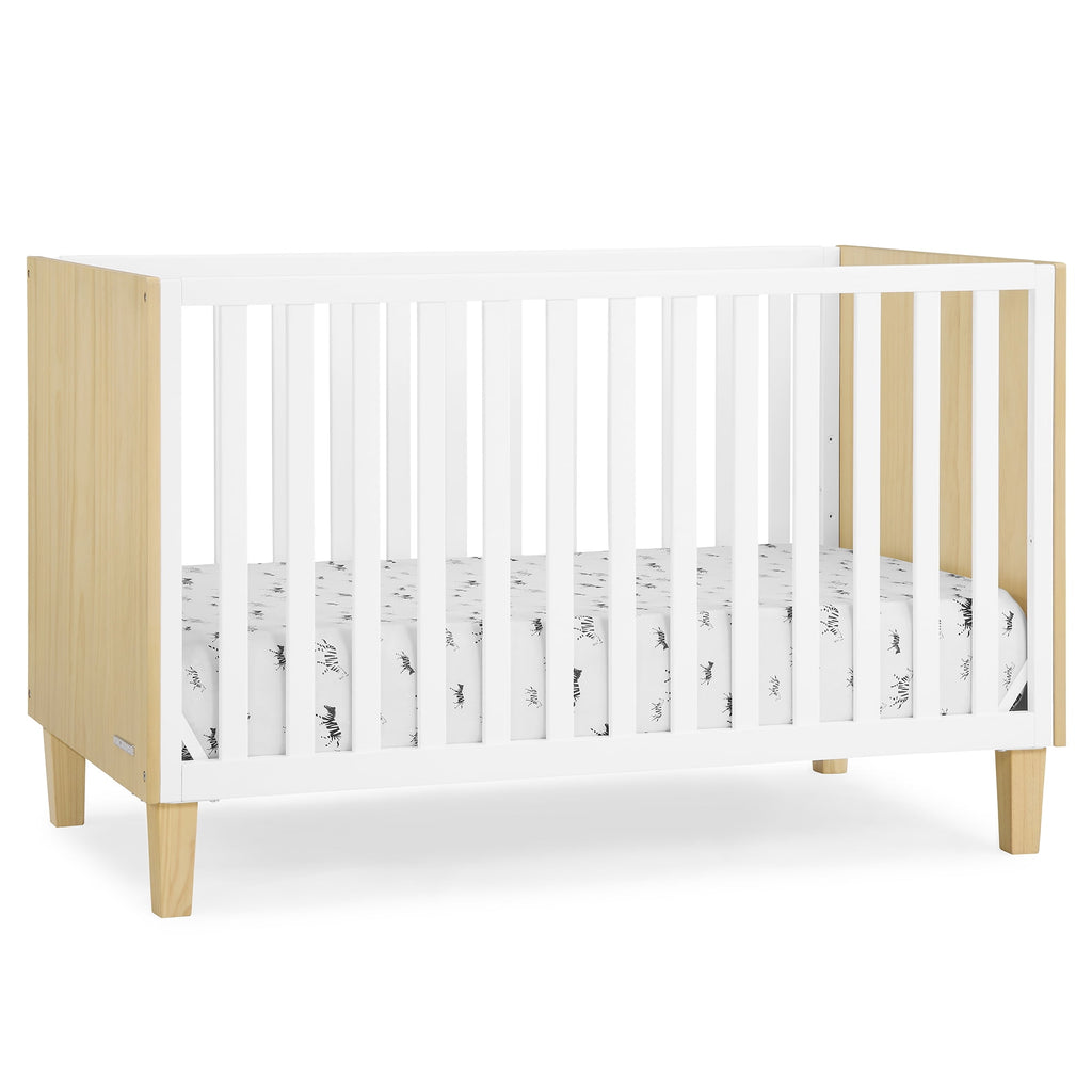 4-in-1 Convertible Baby Crib, Natural\u002FBianca White