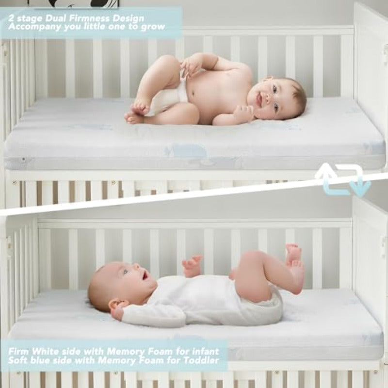 Pack and Play Mattress DualSided 38x26 Memory Foam Crib Mattress Pad for Infant and Toddler Playpen Mattresses Topper with Washable Cover Fits Most Pack N Play