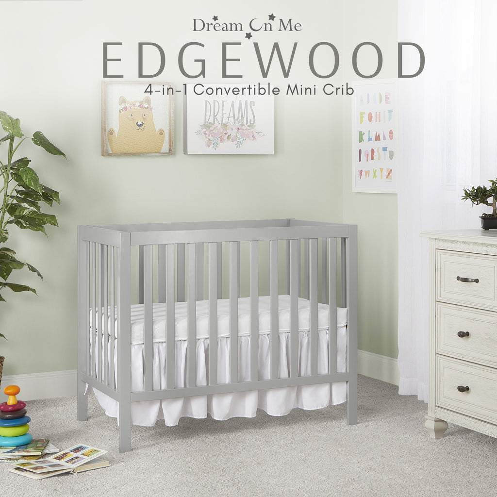 4-in-1 Convertible Mini Crib, Cool Grey