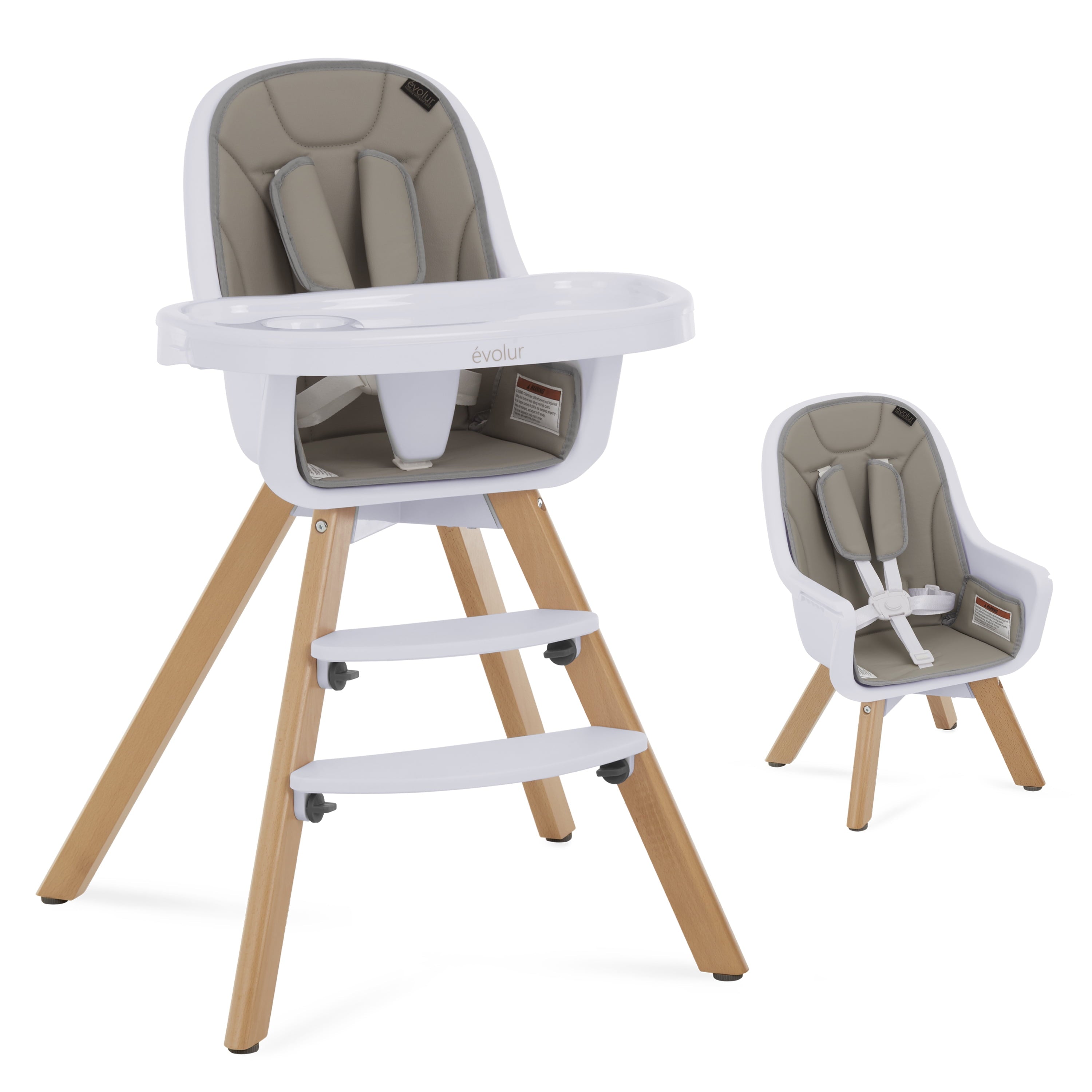 2-in-1 High Chair Booster Feeding Chair with Modern Design, Light Grey (Model #254)
