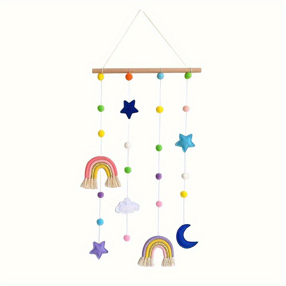 Nordic Style Hanging Ornament with Rainbow, Stars, and Clouds Elements, Suitable for Weddings, Birthdays, and Housewarming Celebrations