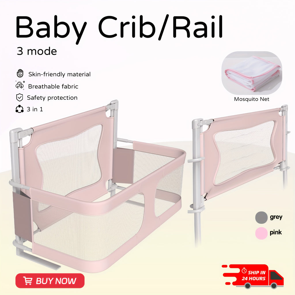 Baby Bed Folding Bed, Movable, Convenient for Storage, Bed In Bed, Convenient And Safe, Movable, Pink Gray