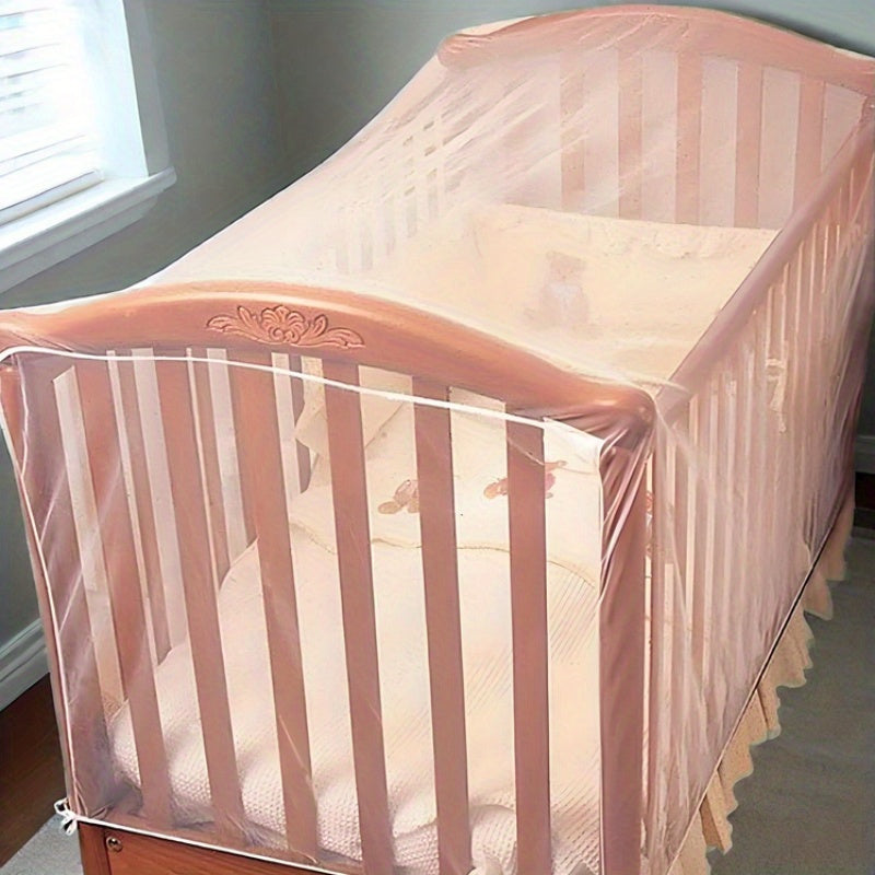 Round Top Mosquito Net for Crib Elegant White Polyester Canopy with Lace Details