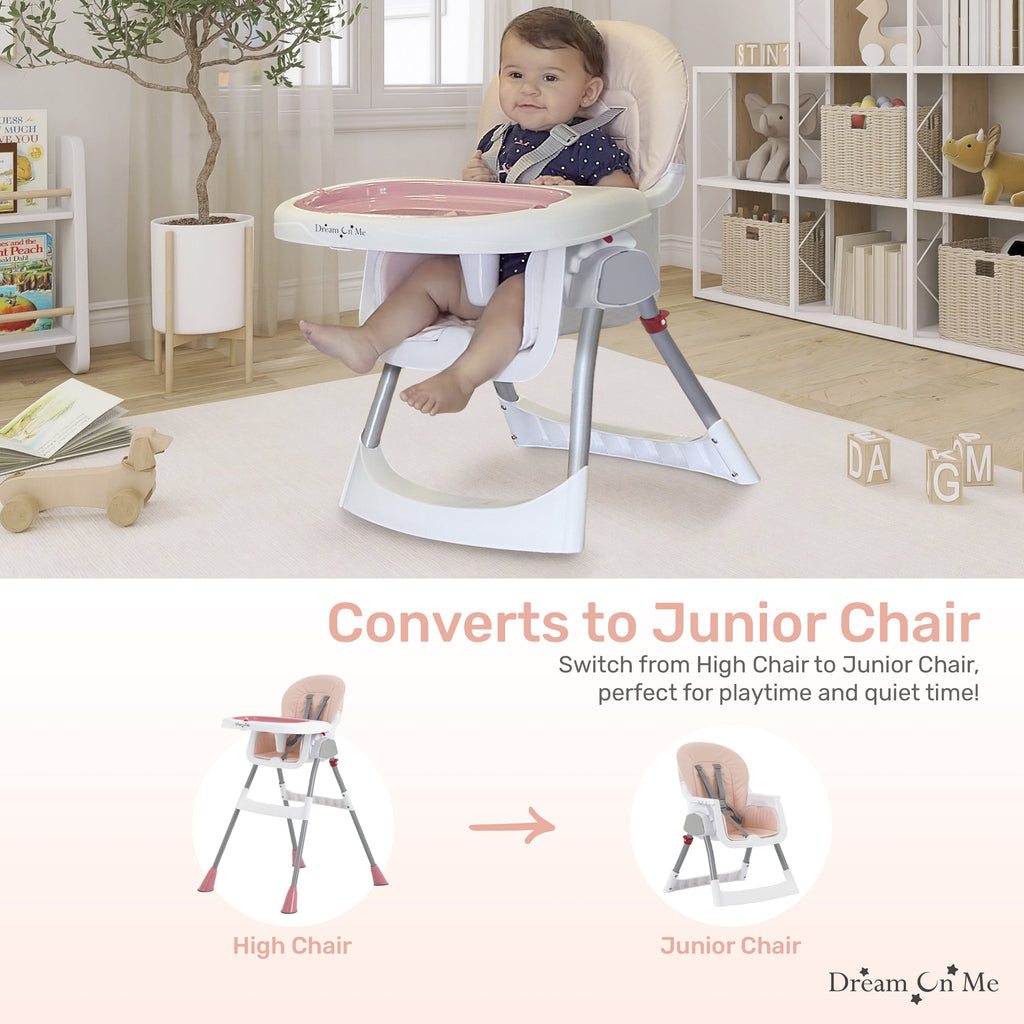 Portable 2in1 Table Talk Baby High Chair, Convertible, Compact and Light Weight, Pink