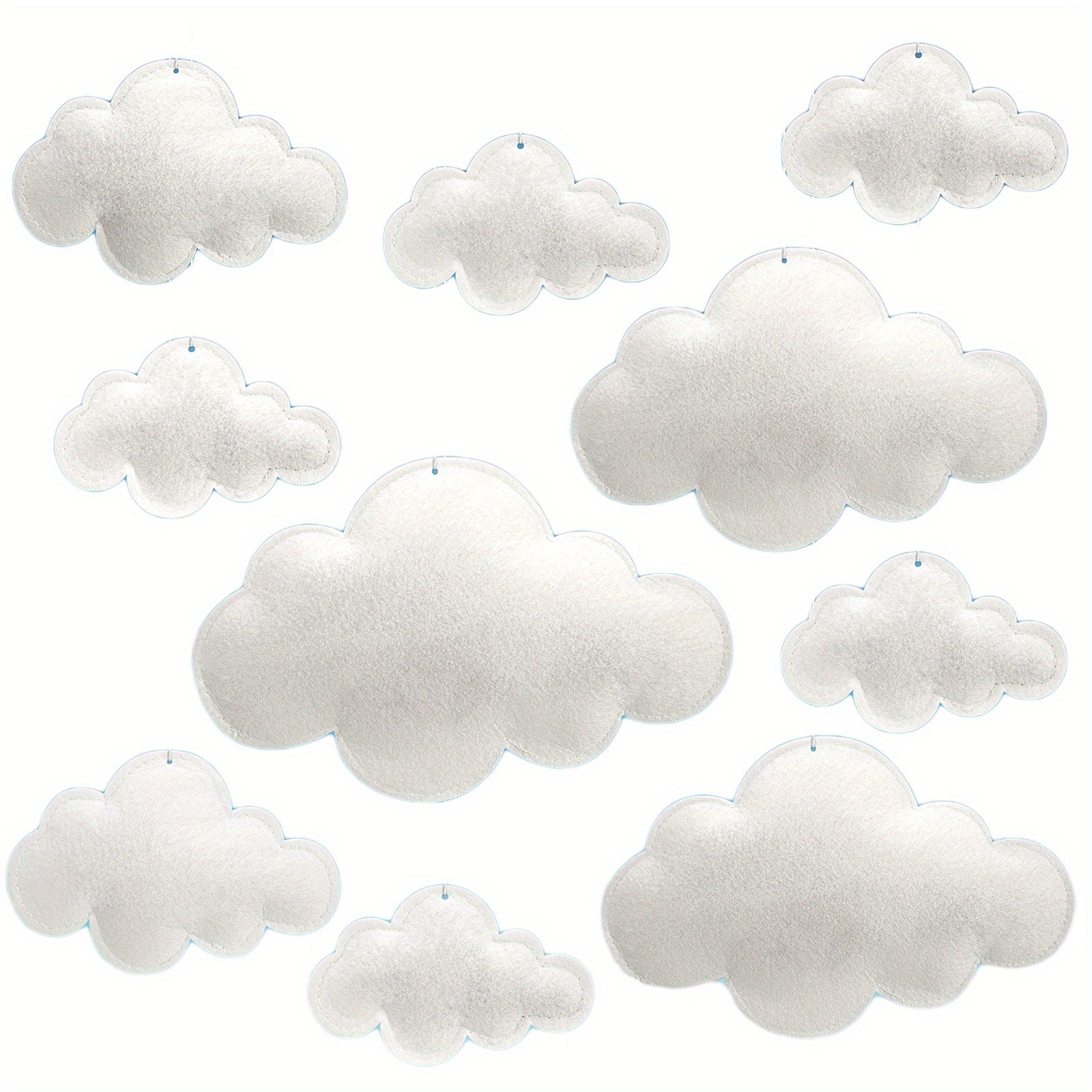Hanging Cloud Decorations Set of 10 White Felt Cloud Ceiling Decor for Bedroom Nursery