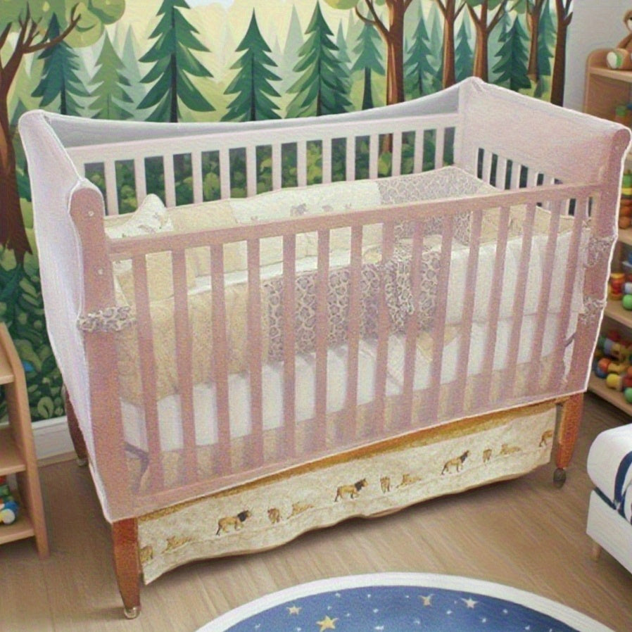 Round Top Mosquito Net for Crib Elegant White Polyester Canopy with Lace Details