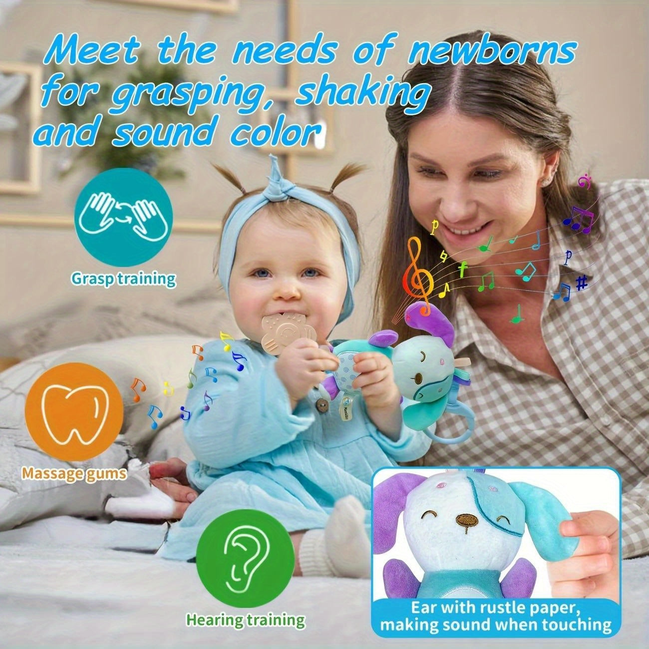 Cartoon Hanging Rattle Toys, Soft Baby Hanging Toys WithWind Chimes, Stroller Car Seat Crib Plush Animal Activity Toys Gift ForNewborn Toddlers 0, 3, 6, 9, 12, 36 Month