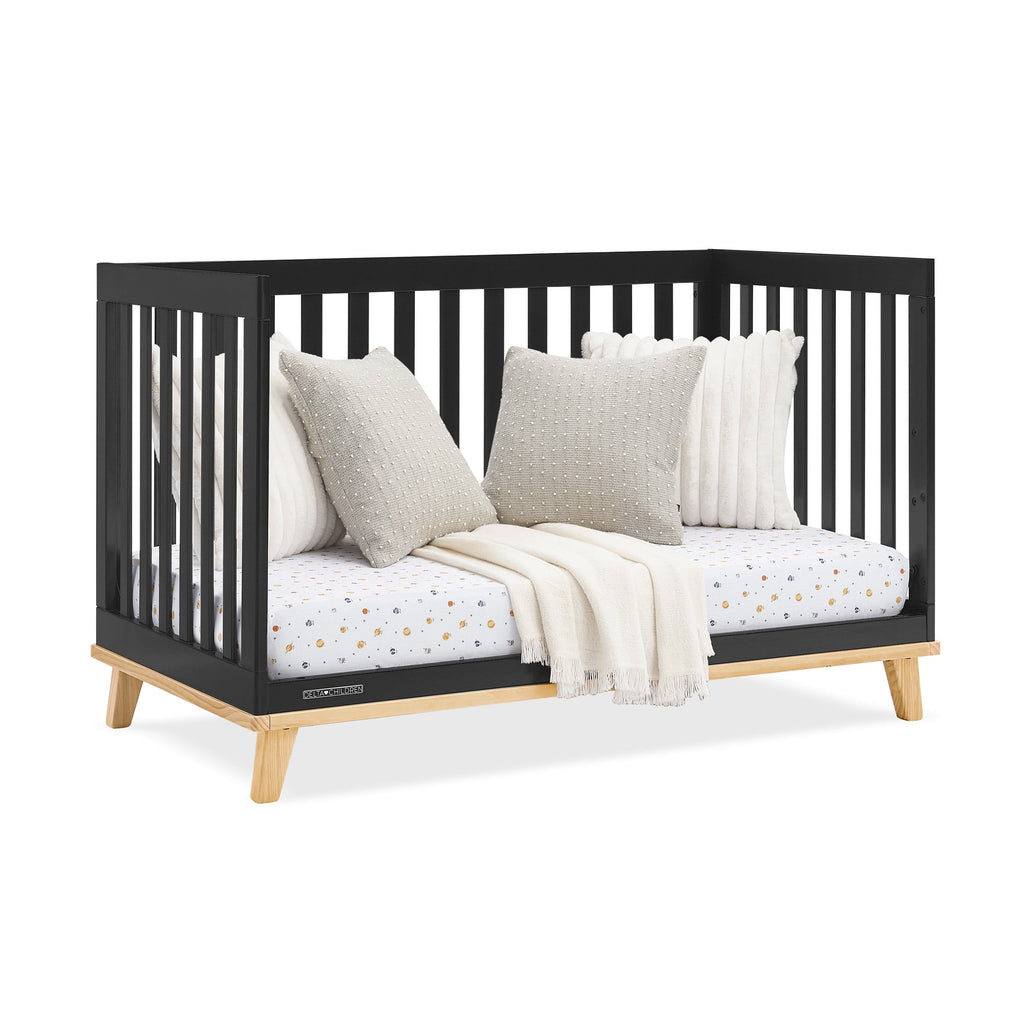 Frankie 4in1 Convertible Crib Greenguard Gold Certified, Black with Natural