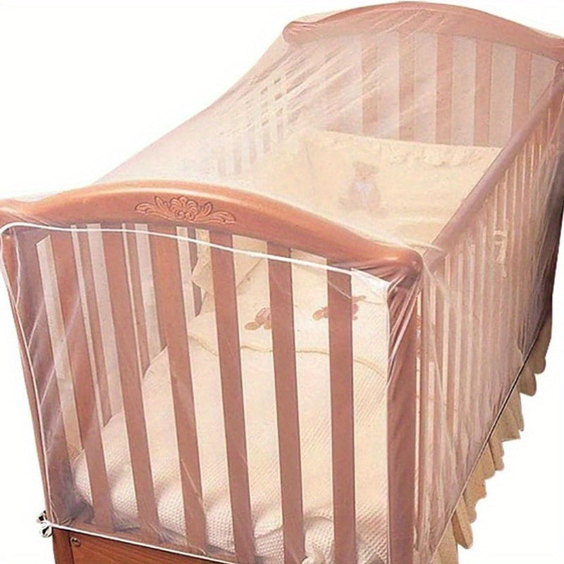 Round Top Mosquito Net for Crib Elegant White Polyester Canopy with Lace Details