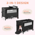 5 in 1 Portable Playard and Bassinet Bedside Sleeper for Newborn to Toddler, Unisex, Black