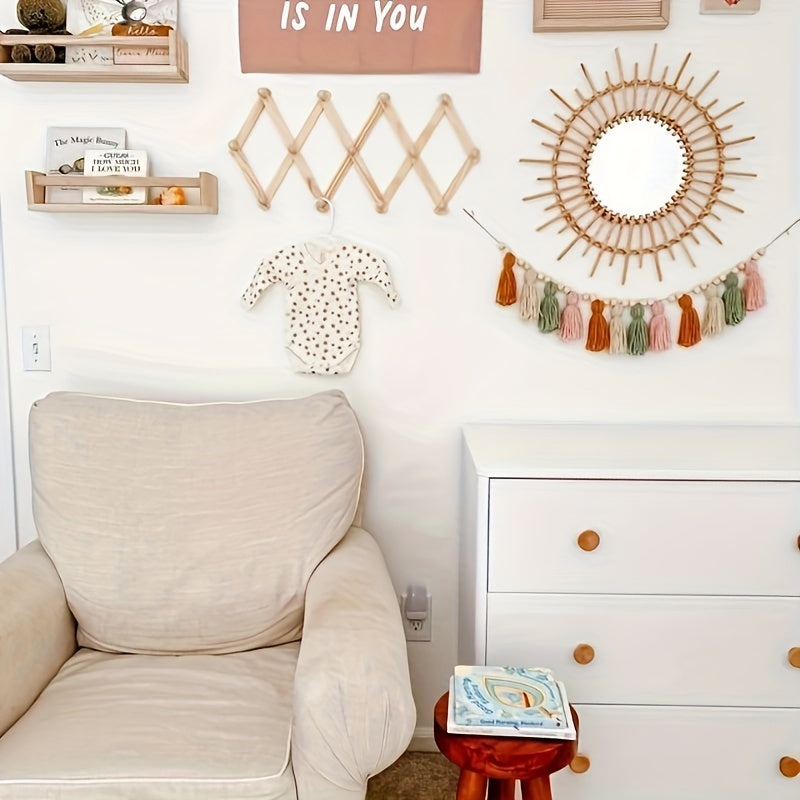 Boho Tassel Garland 1pc Boho Tassel Garland - Blush And Sage Boho Nursery Decor Girl - Pink And Green Youngsters Shower Garland - Boho Wall Decor Bedroom - Sage Green Decor Tassel Garland