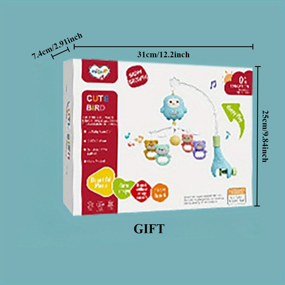 Adorable Blue Music & Night Light Rotating Bed Bell Toy with Animal Attachments - Durable ABS, 15.7\