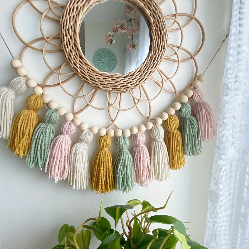 Boho Tassel Garland 1pc Boho Tassel Garland - Blush And Sage Boho Nursery Decor Girl - Pink And Green Youngsters Shower Garland - Boho Wall Decor Bedroom - Sage Green Decor Tassel Garland
