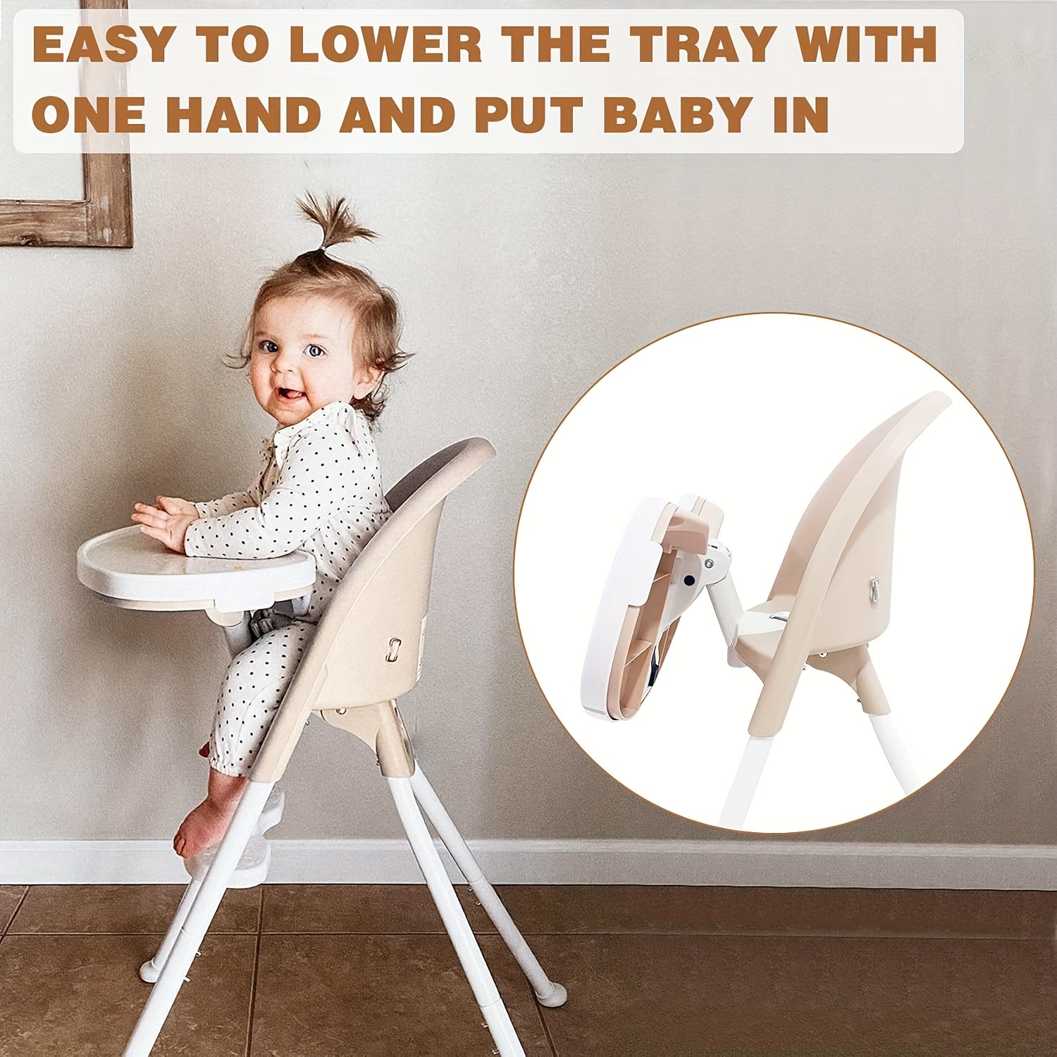 3-in-1 Cute Folding High Chair, Perfect Modern Space Saving Highchair with Detachable Double Tray, 3-Point Harness, High Chairs for Babies And Toddlers, Christmas & Halloween